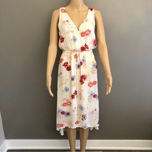 Lucky Brand Boho Cottagecore Pastel Floral Pattern Artsy High Low Maxi Dress.